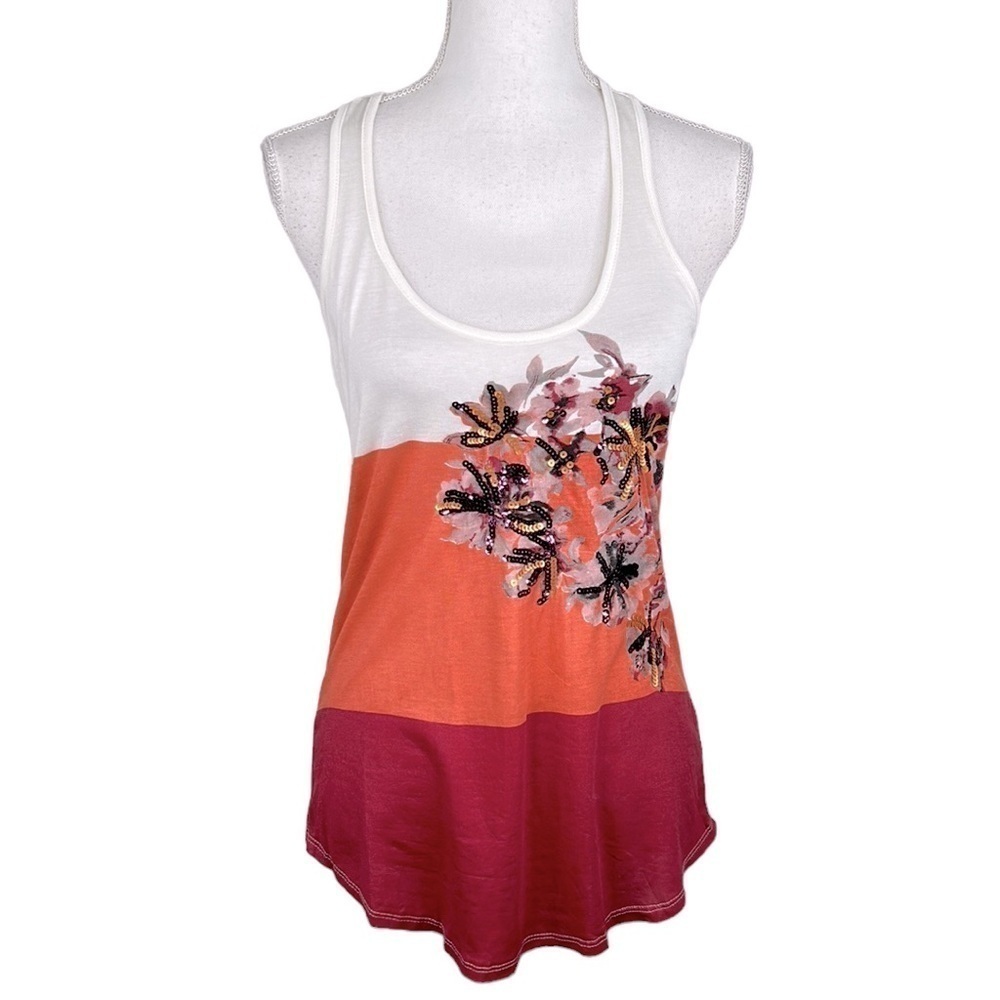 Justify Floral Sequin Razorback Tank Top‎ Size Small New with tags!